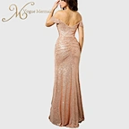 boat neckline long sequin dress